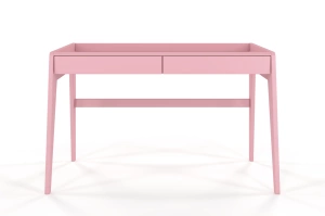 Drewniane biurko / toaletka z szufladami Visby LISA / kolor pudrowy róż / 125x70 cm