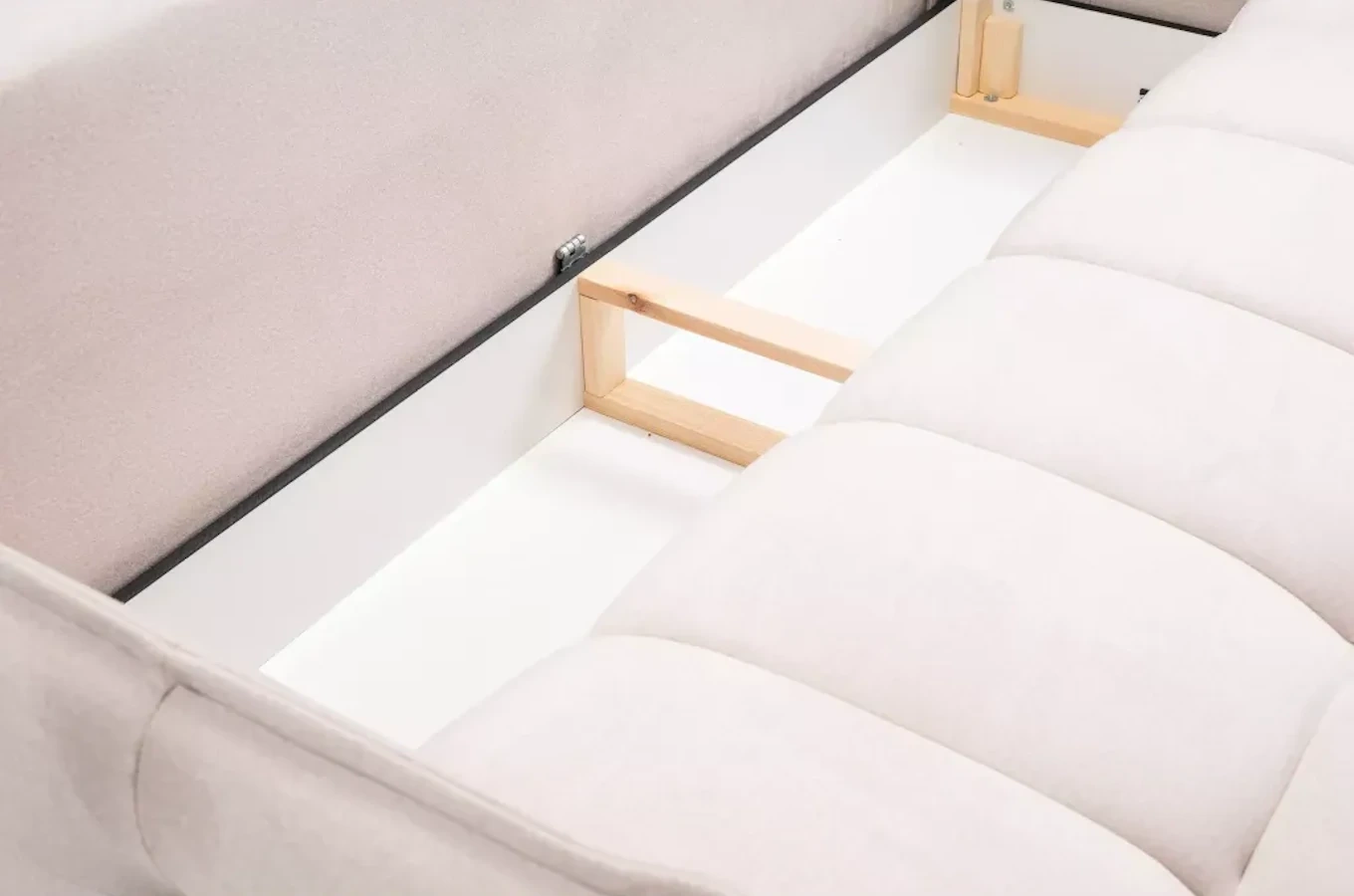 Nowoczesna sofa rozkładana SAMANTA z funkcją spania i pojemnikiem na pościel / szerokość 205 cm