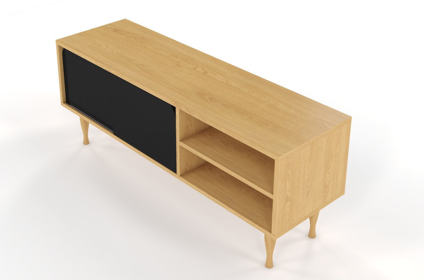 Szafka RTV Skandica ELZA Black na dębowych nogach / szer. 135 cm