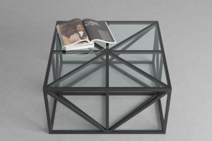 Nowoczesny metalowy stolik ARCHITEKT ze szklanym blatem / 2 kolory do wyboru!