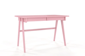 Drewniane biurko / toaletka z szufladami Visby EDDA / kolor pudrowy róż / 120x65 cm