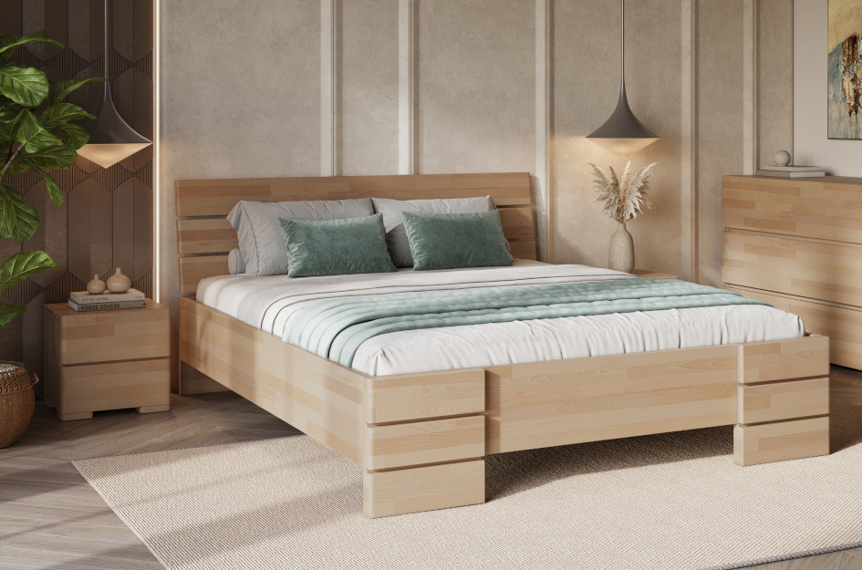 Łóżko drewniane bukowe Visby Sandemo High