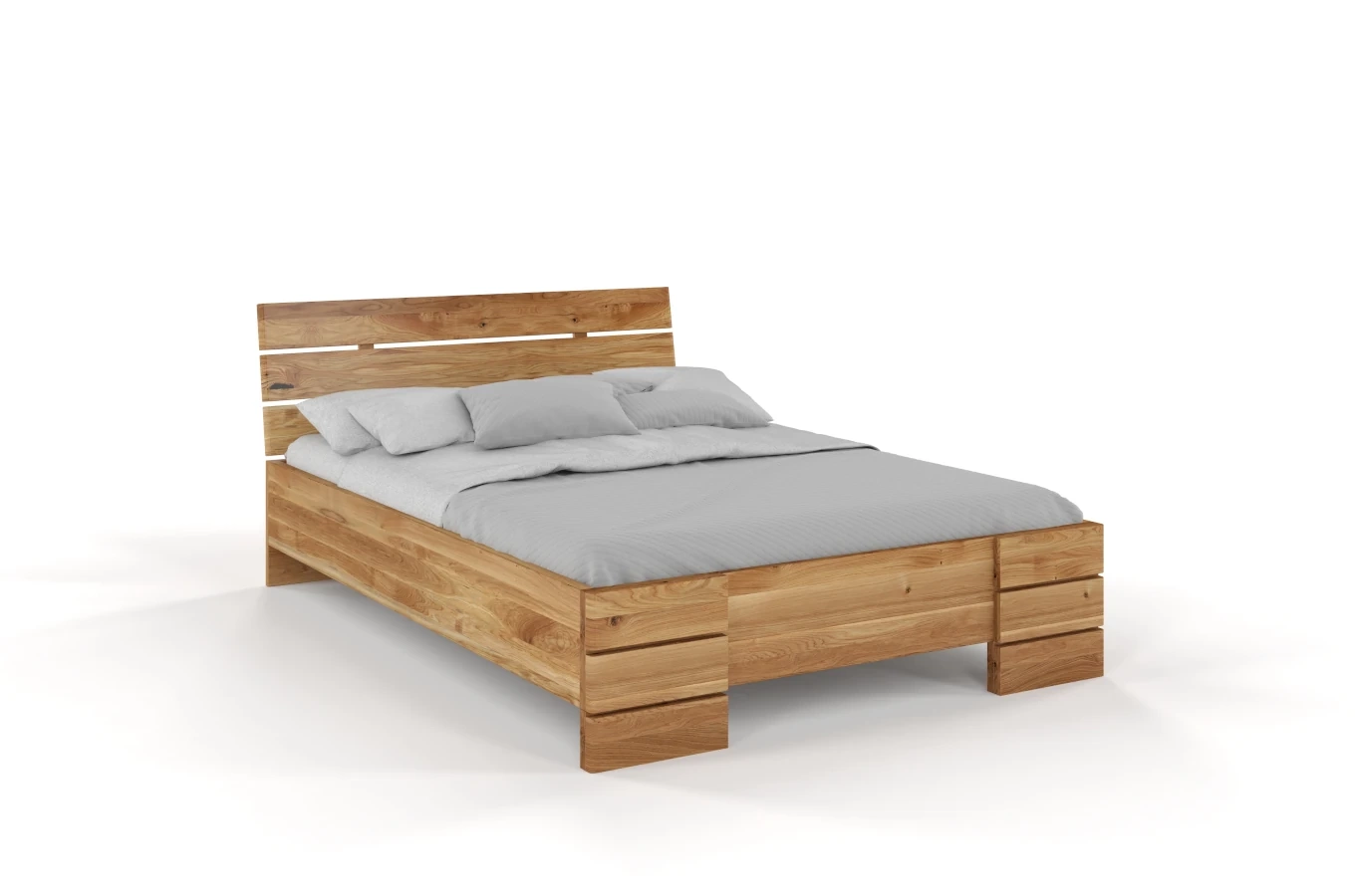 Łóżko drewniane dębowe Visby Sandemo High / 120x200 cm, lakier naturalny