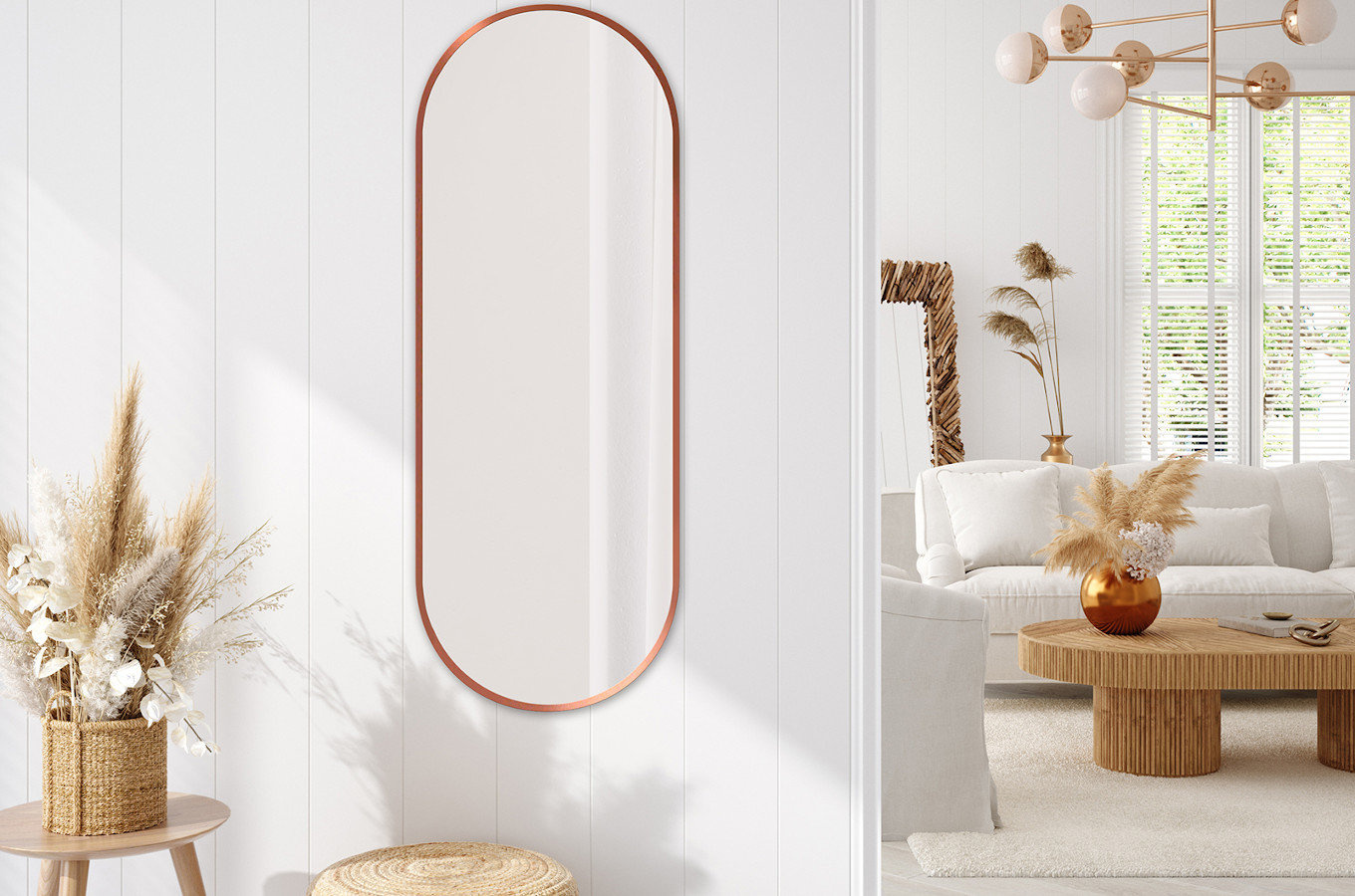 Owalne lustro KORIA Delicate / rama dostępna w 5 kolorach