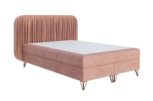 Tapicerowane łóżko kontynentalne GONZO z plisowanym zagłówkiem