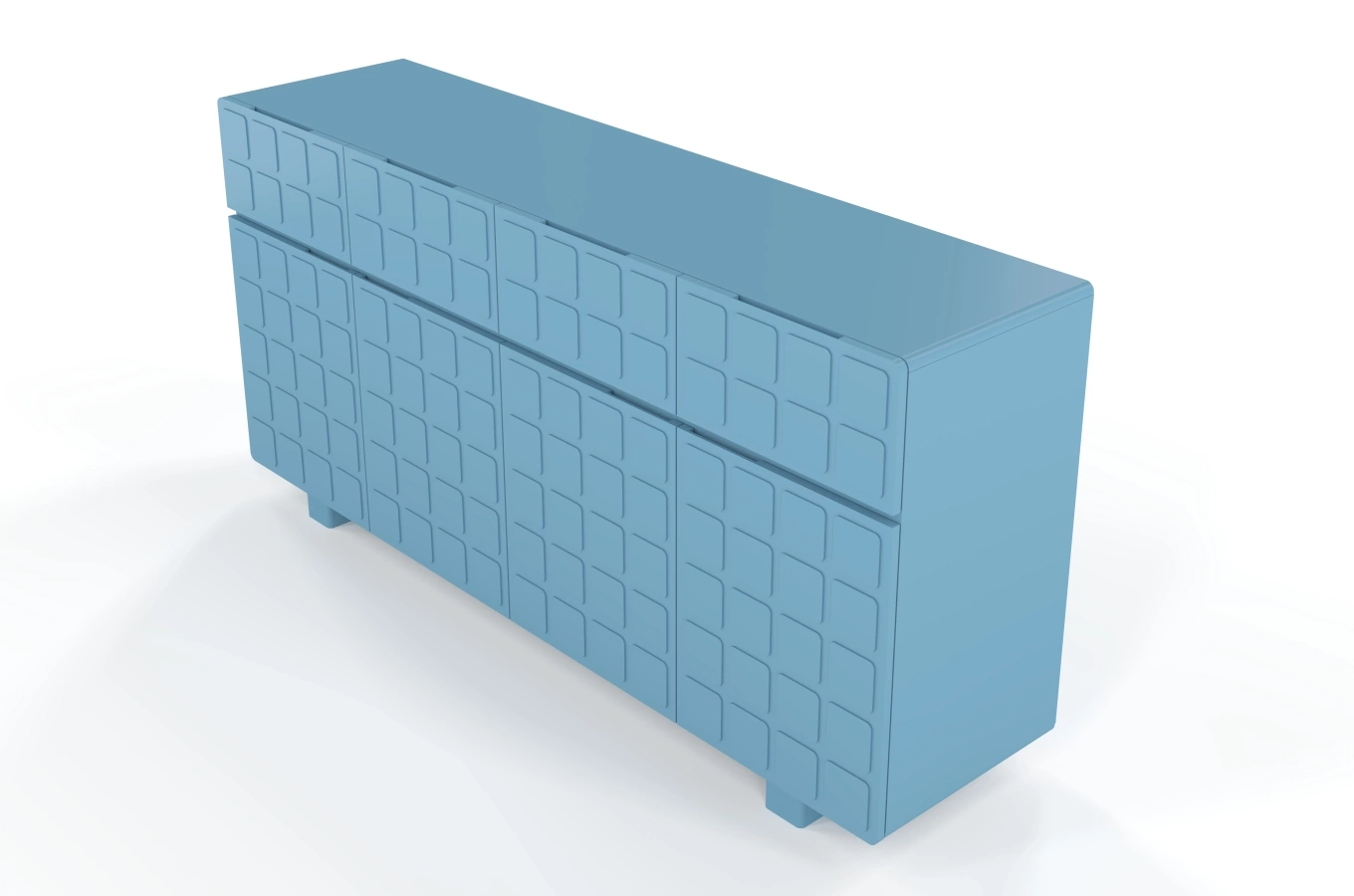 Nowoczesna komoda z frontami 3D Skandica CUBO LONG / kolor pastelowy niebieski / szer. 169 cm