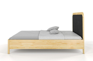 Tapicerowane łóżko drewniane sosnowe Visby MODENA BC z wysokim zagłówkiem / 120x200 cm, kolor naturalny, zagłówek Casablanca 2316 (skrzynia na pościel)