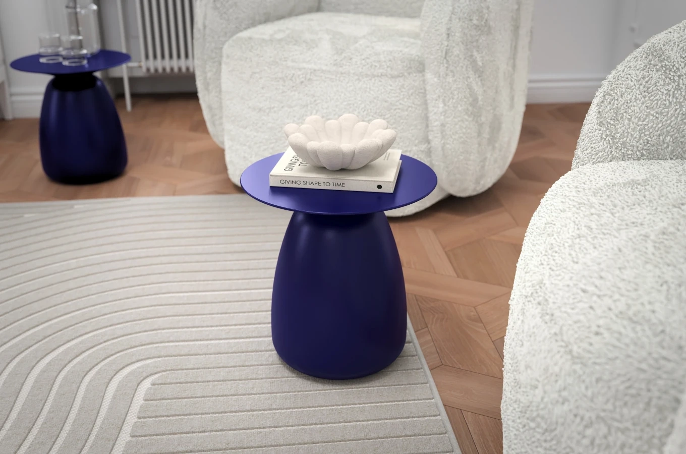 Stolik drewniany Kayani BAOBAB 34 różne kolory, wys. 34 cm / kolor granat szlachetny