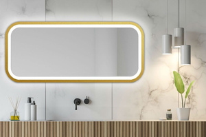 Prostokątne lustro MIRA LIGHT z oświetleniem LED / rama dostępna w 5 kolorach