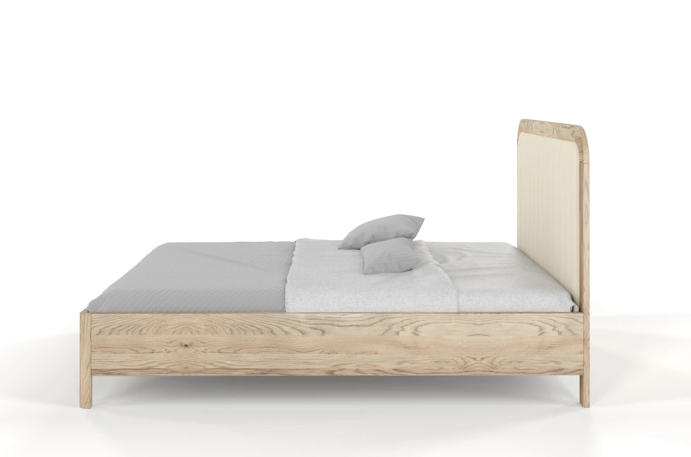 Tapicerowane łóżko drewniane dębowe Visby MODENA z wysokim zagłówkiem / 120x200 cm, olej retro, zagłówek Casablanca 2301