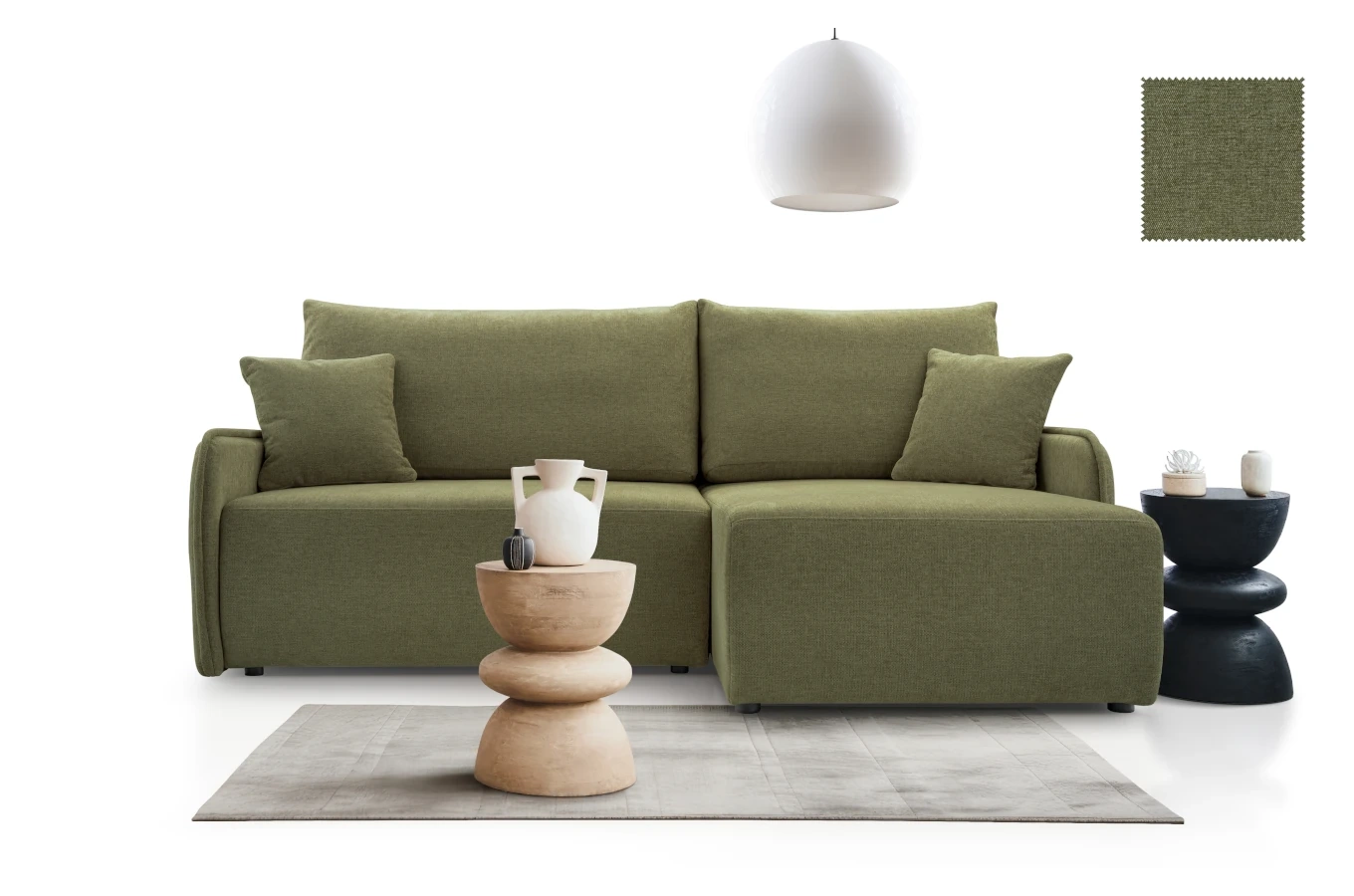 Nowoczesny rozkładany narożnik DIKSI z pojemnikiem na pościel