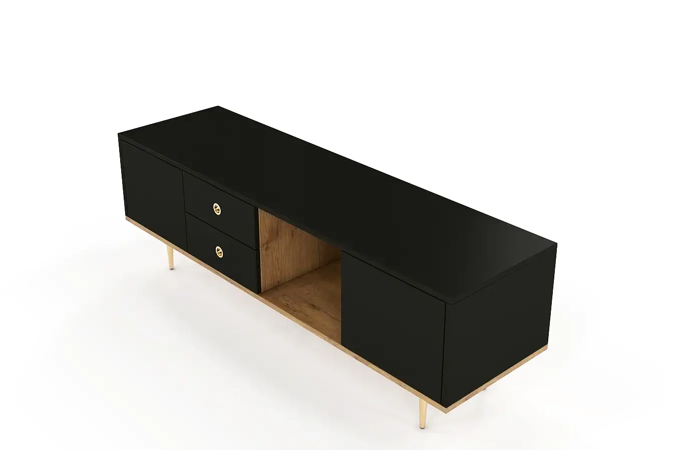 Czarna nowoczesna szafka RTV Skandica HARMONI / szer. 160 cm