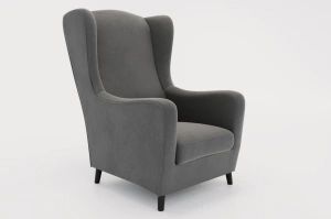 Szary fotel uszak Skandica AGNETA / nóżki czarne