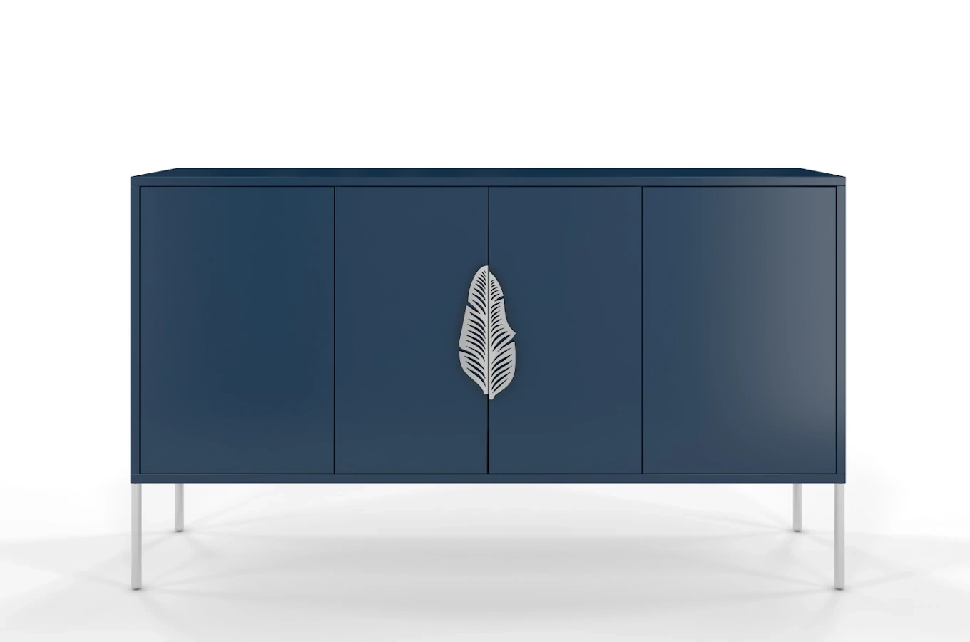 Granatowa komoda Skandica MERLIN ze srebrnymi dodatkami / szer. 138 cm