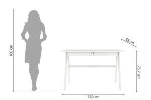 Drewniane biurko / toaletka z szufladami Visby EDDA / kolor biały RAL / 120x65 cm