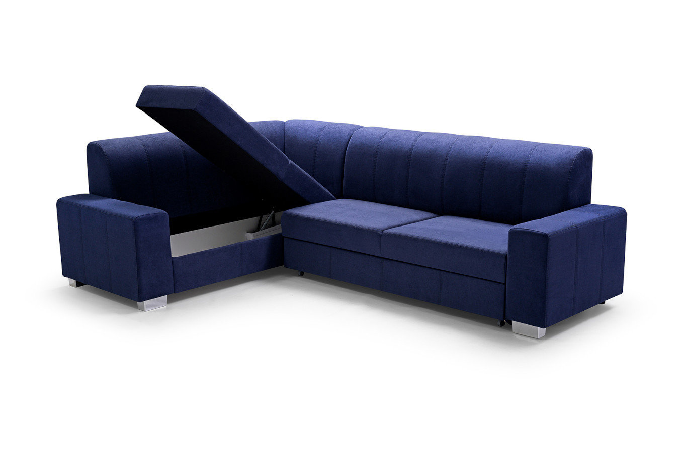 Nowoczesny rozkładany narożnik ARTUR z pojemnikiem na pościel + puf w zestawie