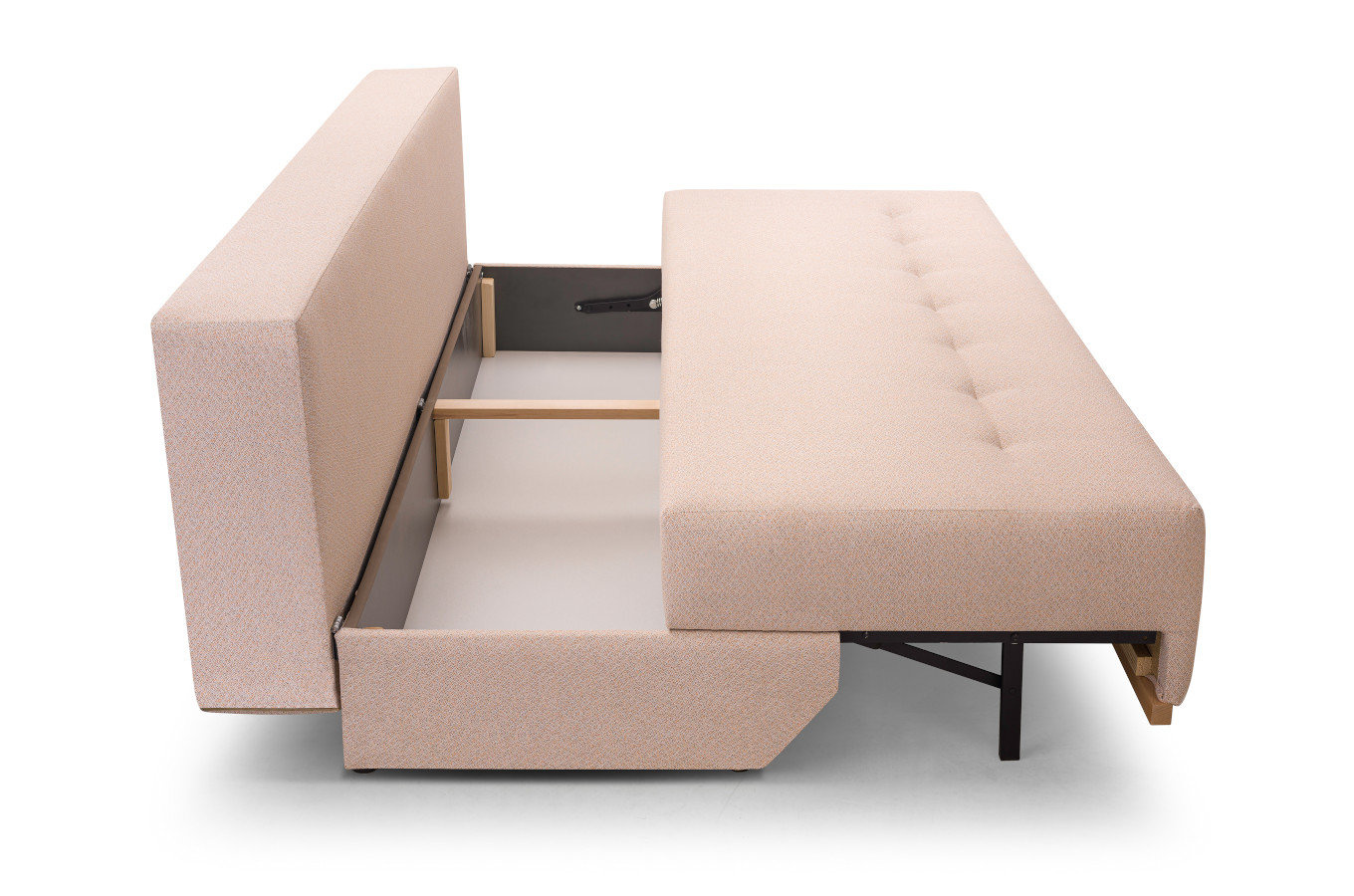 Elegancka rozkładana sofa NEGROS z pojemnikiem na pościel