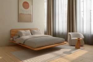 Łóżko lewitujące drewniane bukowe Skandica JAPANDIC / 200x200 cm, kolor naturalny