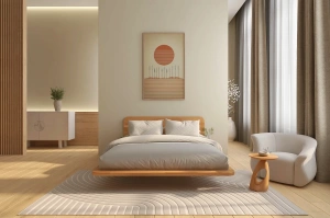 Wysyłka w 48h! Łóżko lewitujące drewniane bukowe Skandica JAPANDIC / 180x200 cm, kolor naturalny