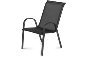 Czarne metalowe krzesło ogrodowe MALAGA z materiałowym siedziskiem