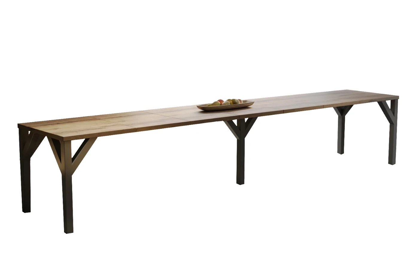 Nowoczesny rozkładany stół DUNAJ na metalowych nogach 130-350 x 90 cm (dąb monastery)