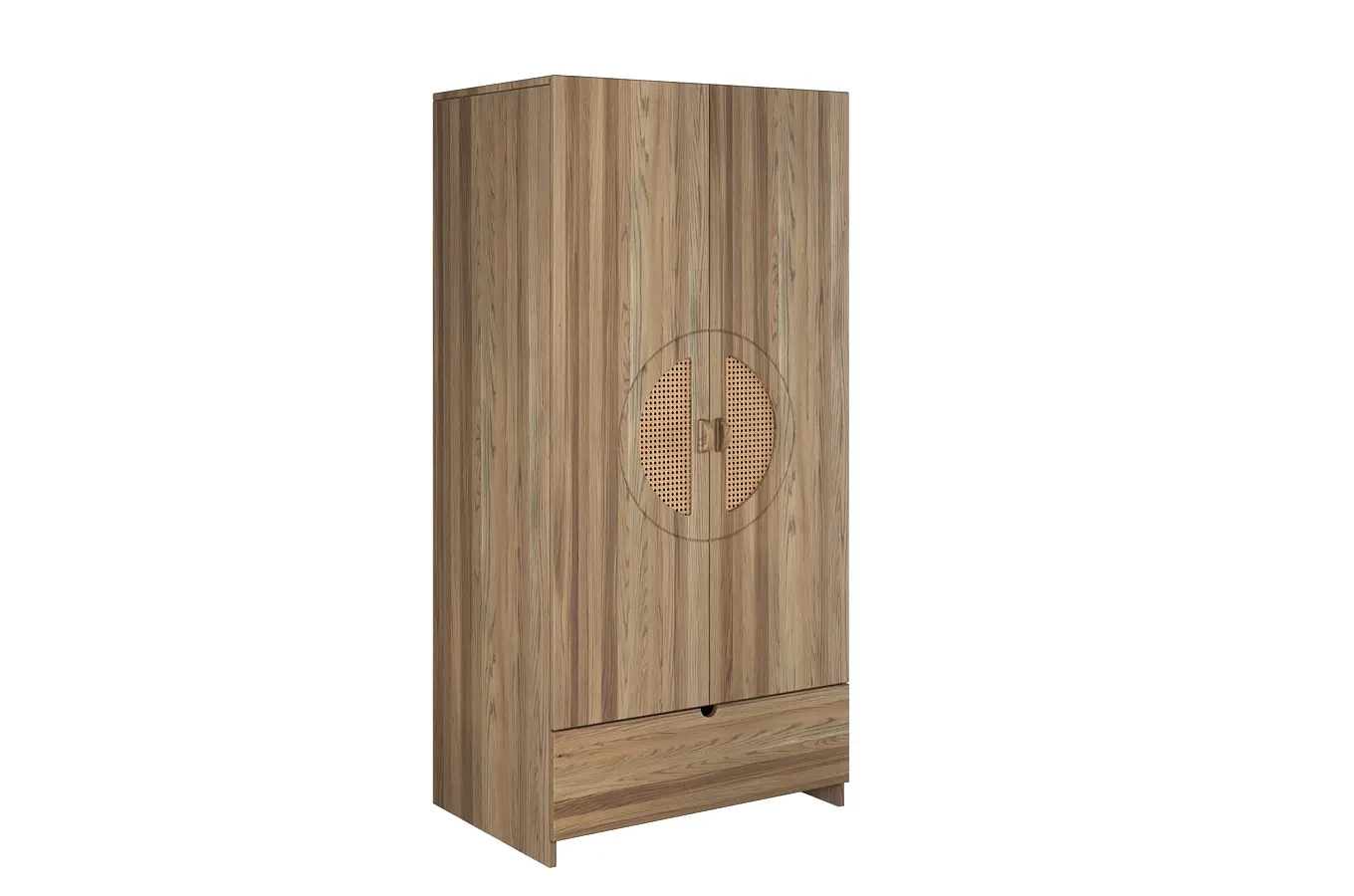 Drewniana szafa dębowa z rattanem Skandica HARMARK 2D1S3P