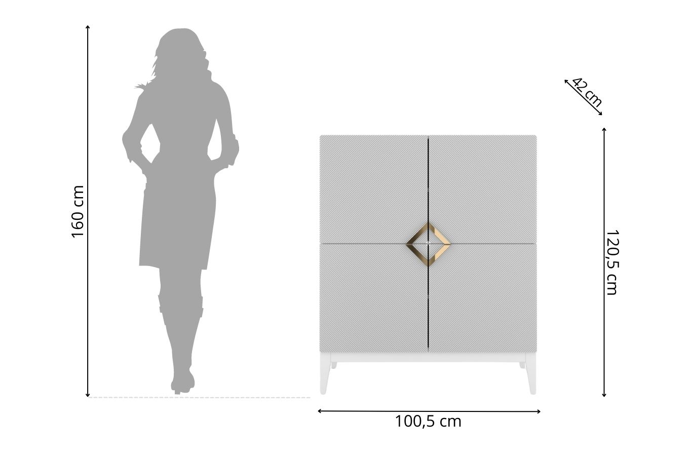 Drewniana komoda Visby DEMI HIGH / kolor biały + białe nogi / szer. 100 cm