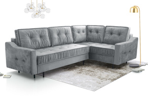 Nowoczesny narożnik HAITI L z funkcją spania i pojemnikiem na pościel