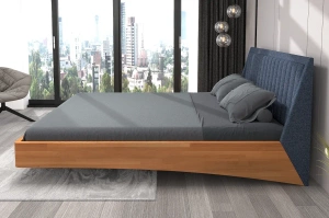 Łóżko lewitujące drewniane bukowe Visby ULF / 140x200 cm, kolor naturalny, zagłówek Catch Me 01