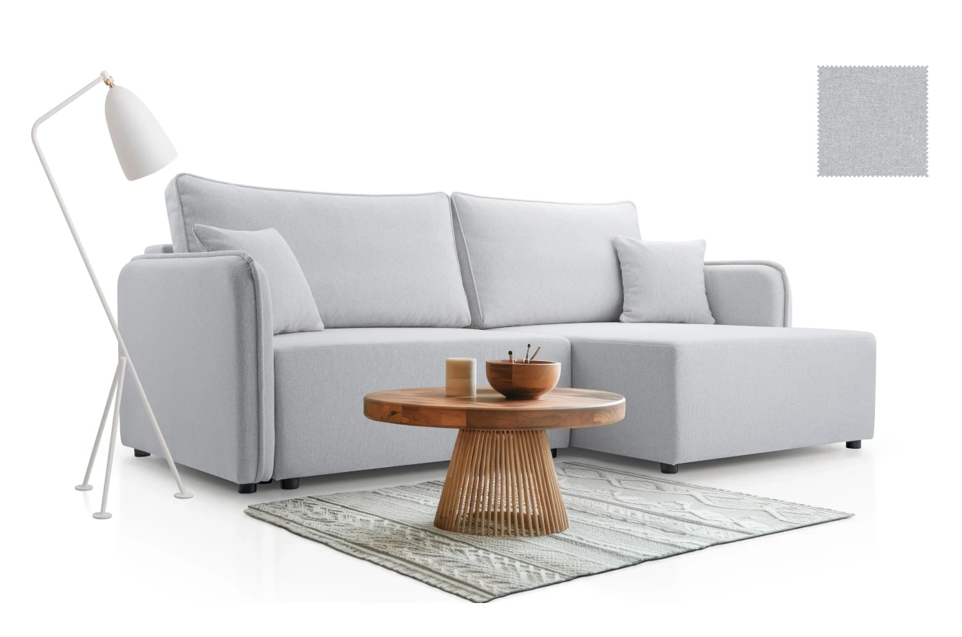 Nowoczesny rozkładany narożnik MUSA z pojemnikiem na pościel