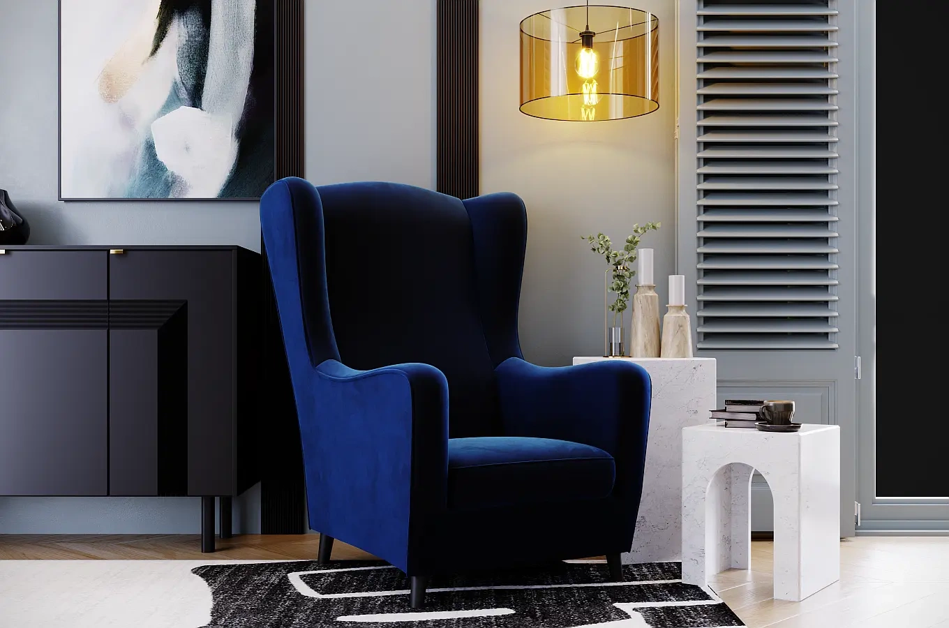 Fotel uszak Skandica AGNETA / 4 kolory tapicerki + 2 kolory nóg do wyboru!