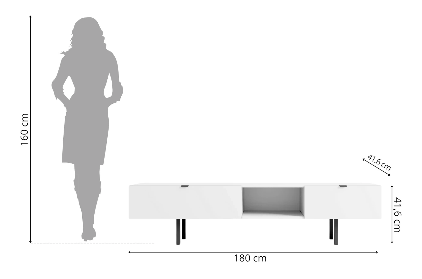 Nowoczesna biała szafka RTV z szufladą Skandica MYWAY / szer. 180 cm