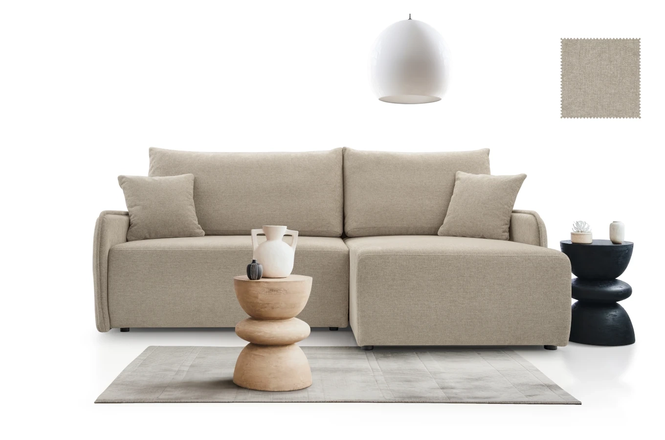 Nowoczesny rozkładany narożnik DIKSI z pojemnikiem na pościel