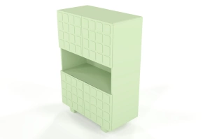 Nowoczesna komoda z frontami 3D Skandica CUBO HIGH / kolor pudrowa zieleń / szer. 85 cm