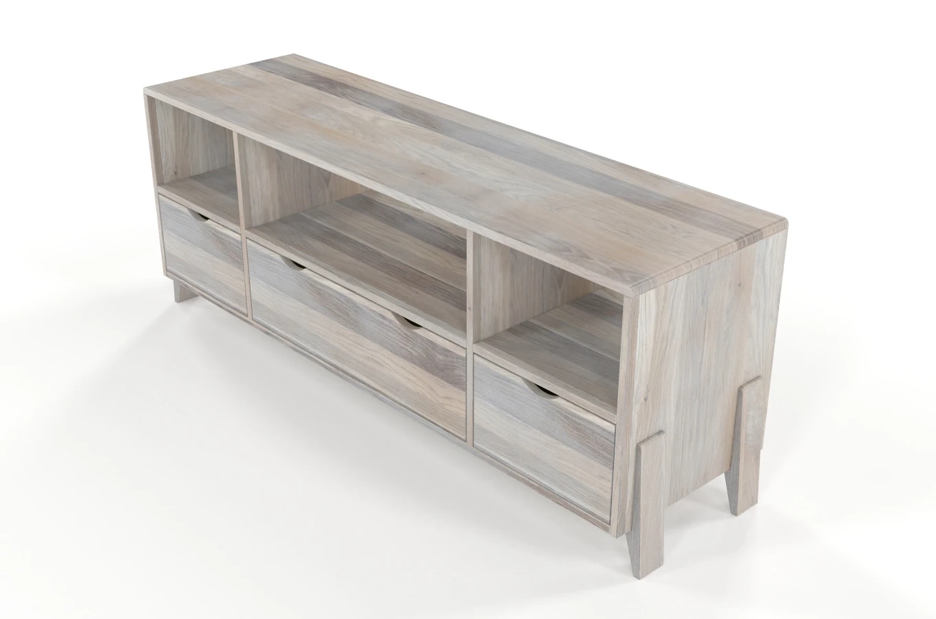 Drewniana szafka RTV dębowa Visby GDYNIA na nóżkach / szer. 160 cm