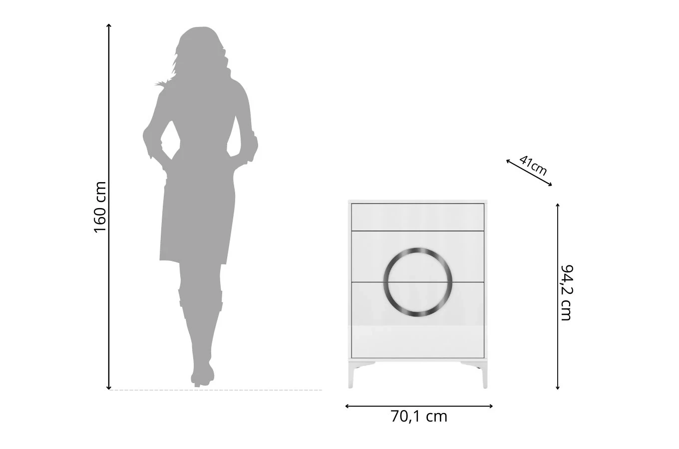 Elegancki, biały zestaw mebli do przedpokoju Dancan EVELINE / wysoki połysk