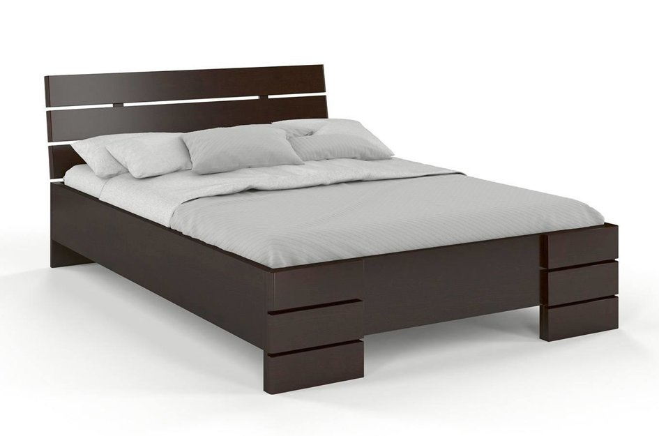 Łóżko drewniane sosnowe Visby Sandemo High & LONG (długość + 20 cm) / 120x220 cm, kolor palisander