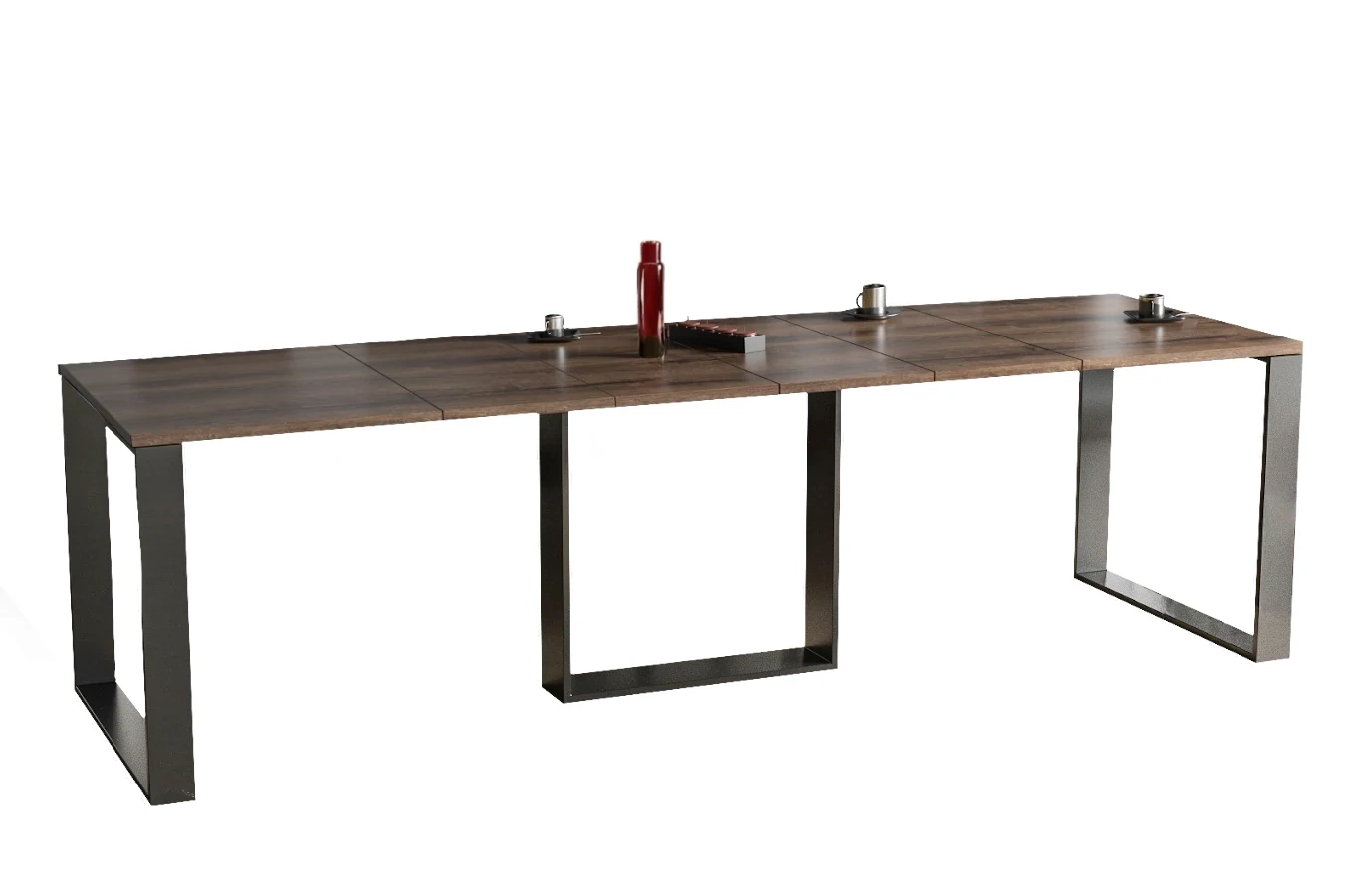 Nowoczesny rozkładany stół BORYS BIS na metalowych nogach 130-310 x 90 cm (dąb monastery)