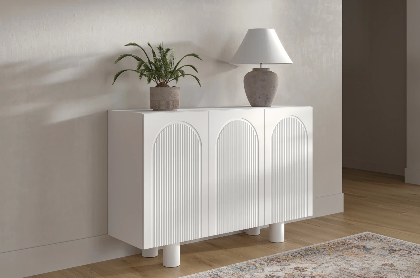 Biała komoda z łukami Skandica RITA / szer. 135 cm