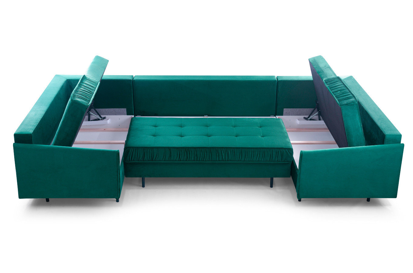 Duży nowoczesny narożnik ZANZIBAR U z funkcją spania i pojemnikiem na pościel