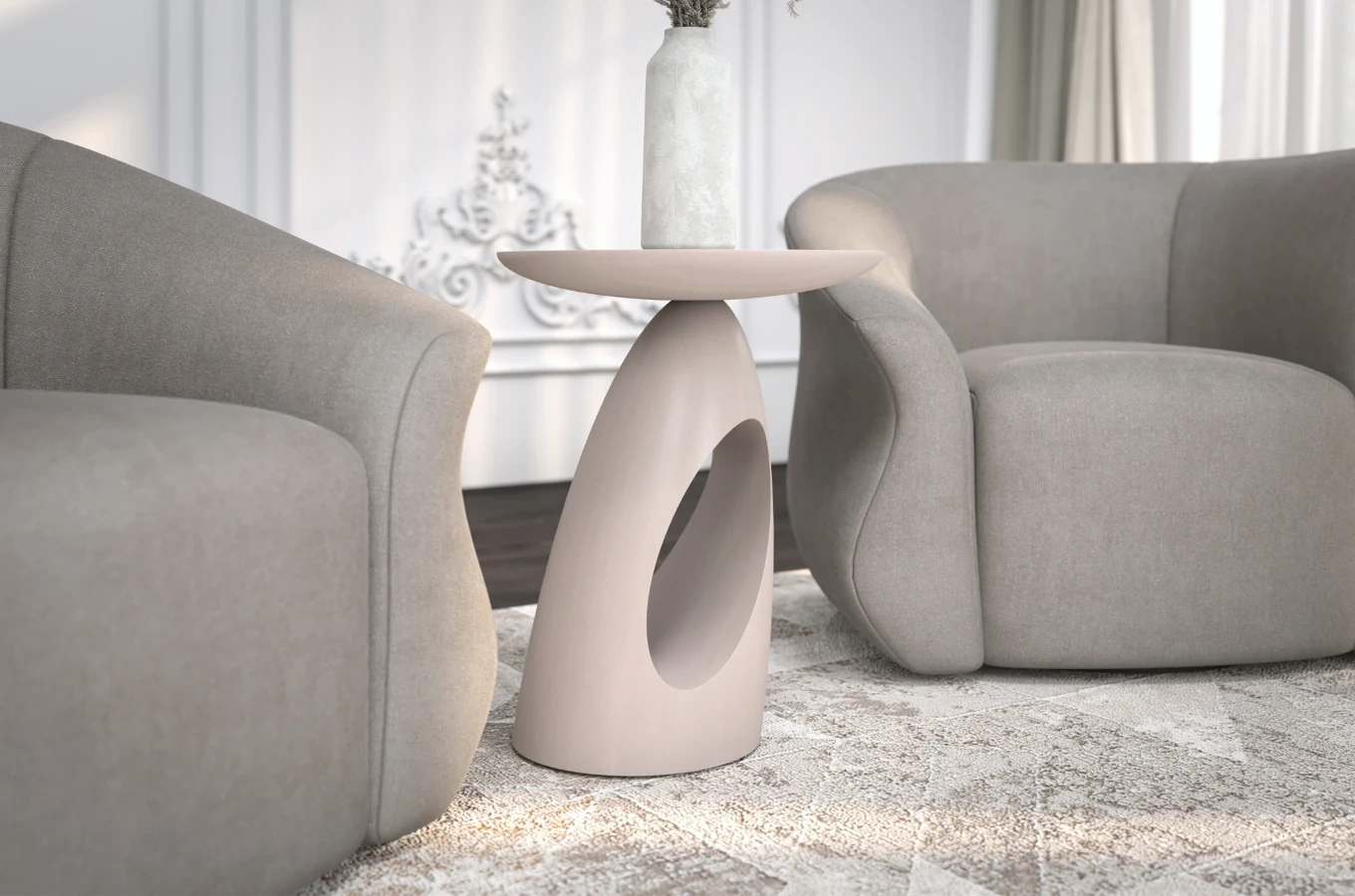 Stolik drewniany Kayani ISLAND różne kolory, wys. 40 cm / kolor biały