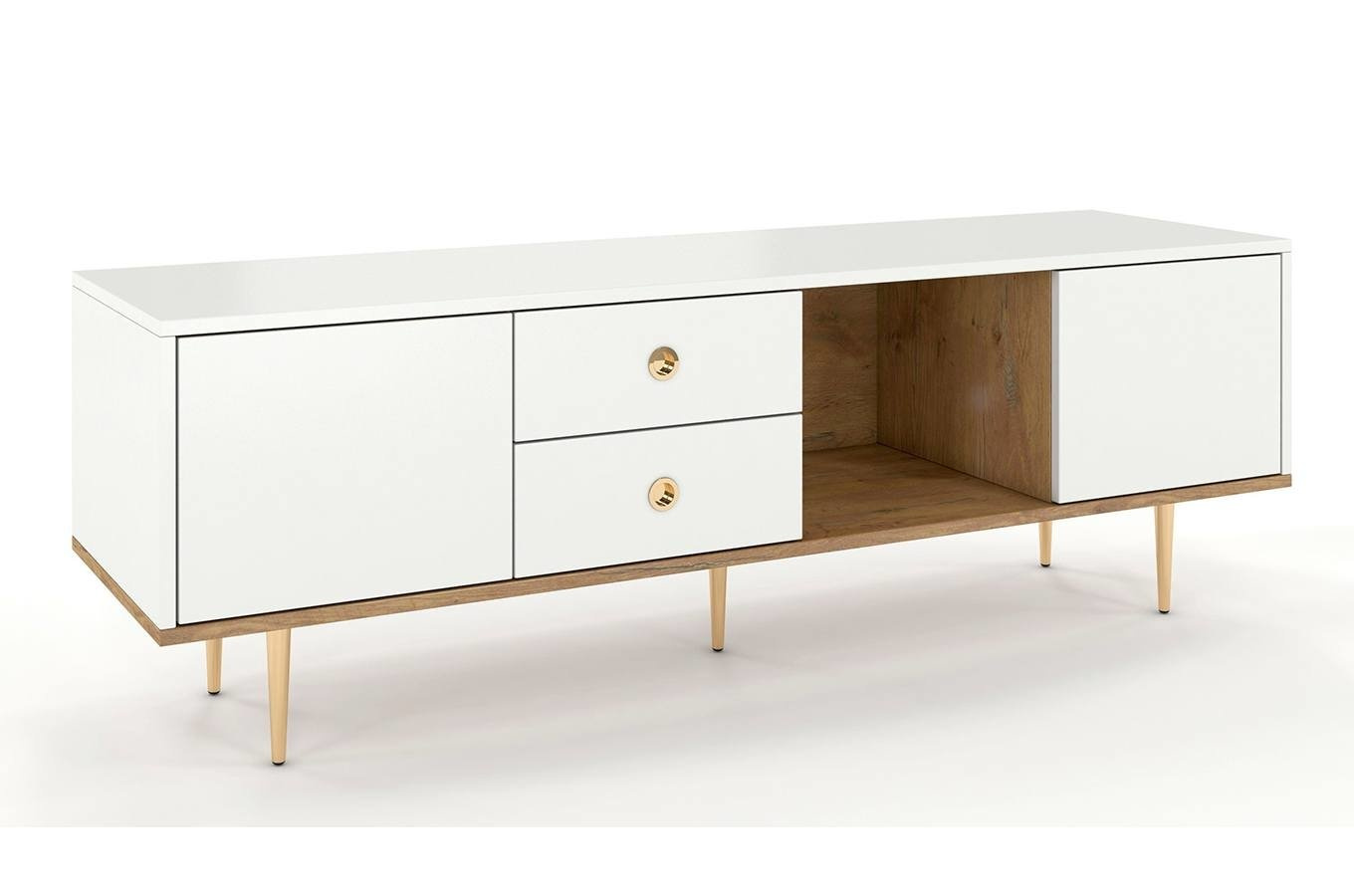 Biała nowoczesna szafka RTV Skandica HARMONI / szer. 160 cm