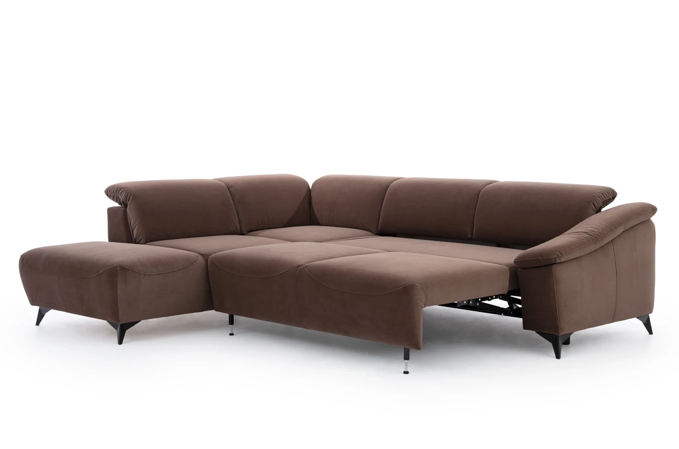 Nowoczesny narożnik CORTEZ z funkcją spania i pojemnikiem na pościel