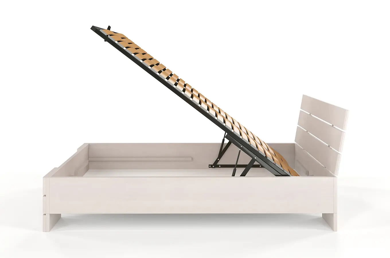 Łóżko drewniane bukowe Visby SANDEMO High BC Long (Skrzynia na pościel) / 200x220 cm, kolor biały