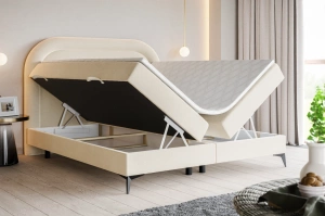 Tapicerowane łóżko kontynentalne DIEGO z półokrągłym zagłówkiem