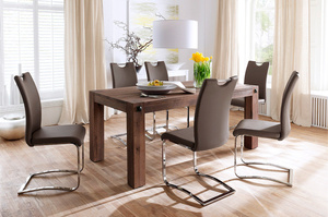 Duży drewniany dębowy stół LEEDS 180 x 90 cm / dąb lity postarzany