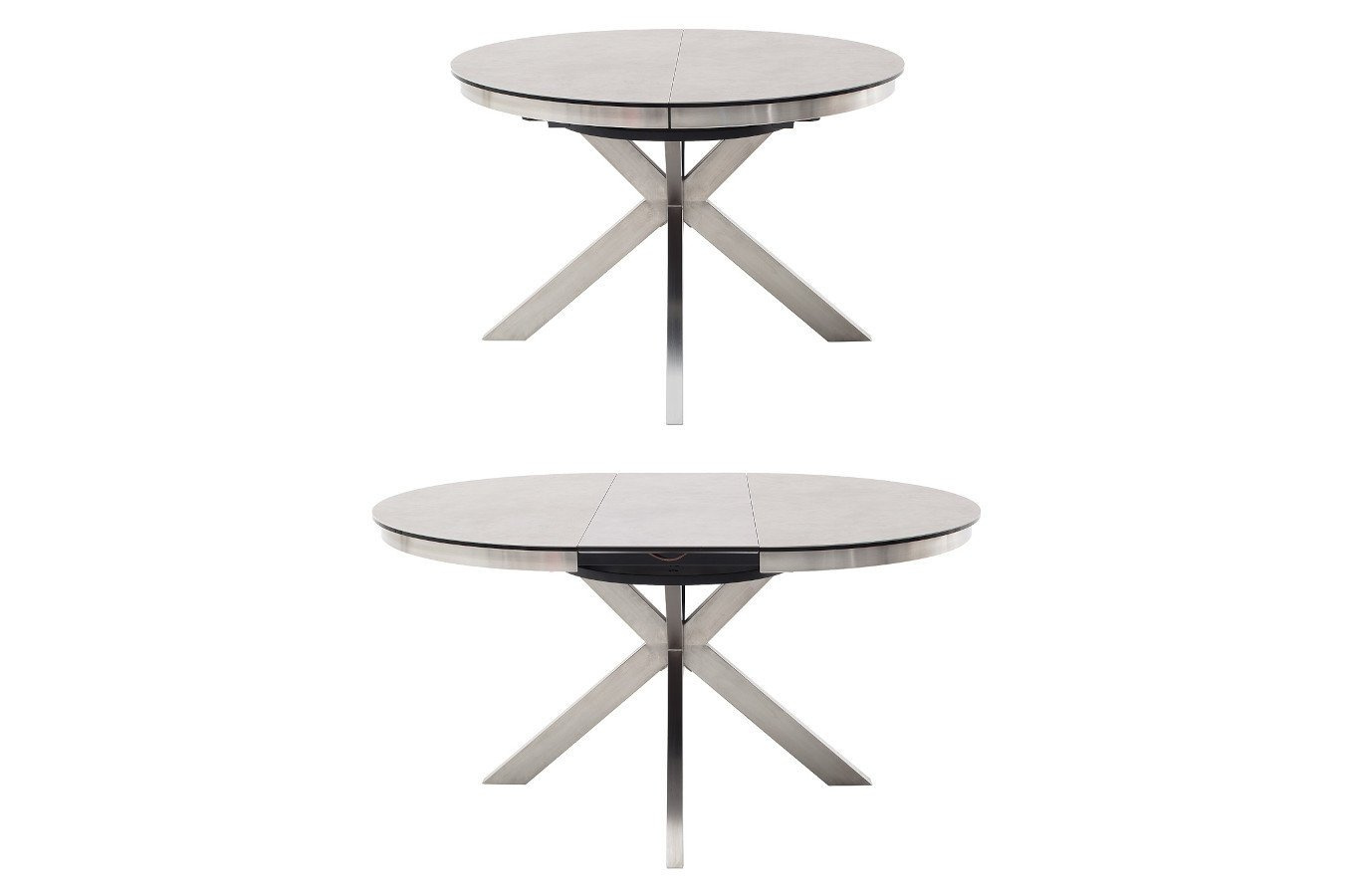 Okrągły rozkładany stół WINNIPEG na metalowych nogach / 120-160 x 120 cm
