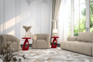 Stolik drewniany Kayani ISLAND różne kolory, wys. 40 cm / kolor bordowy