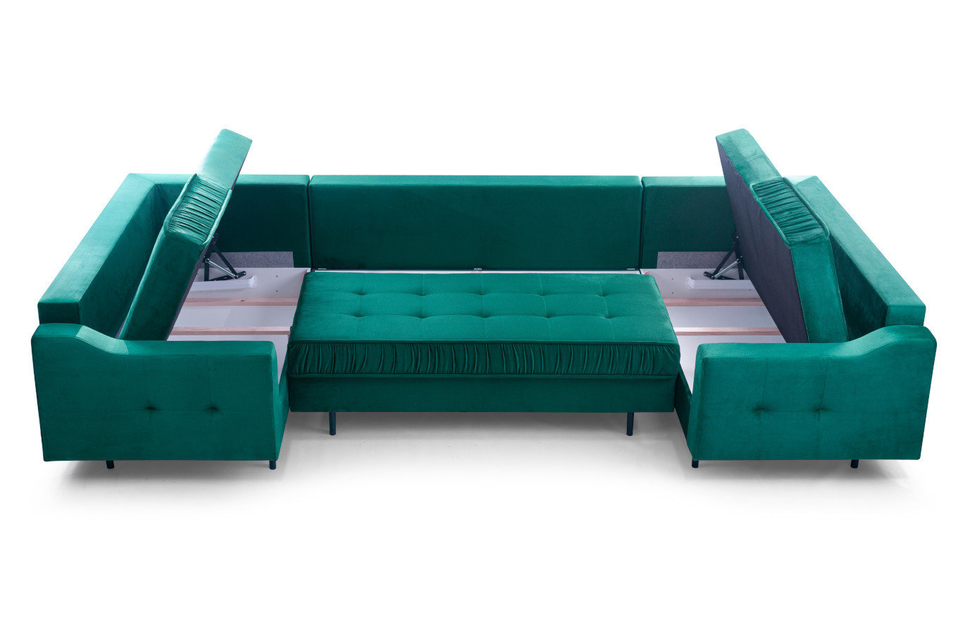 Duży nowoczesny narożnik HAITI U z funkcją spania i pojemnikiem na pościel