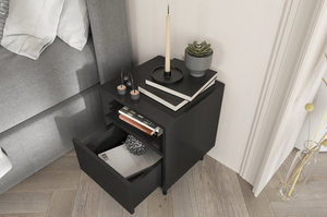 Czarna nowoczesna szafka nocna Dancan MIRKA / szer. 40 cm